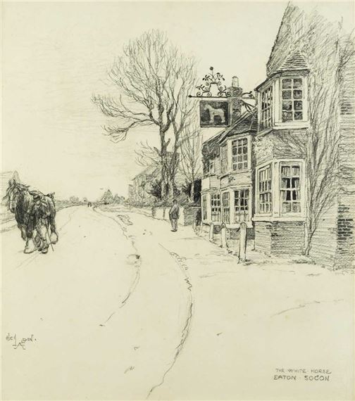 Cecil Aldin 'The White Horse at Eaton Socon' MutualArt
