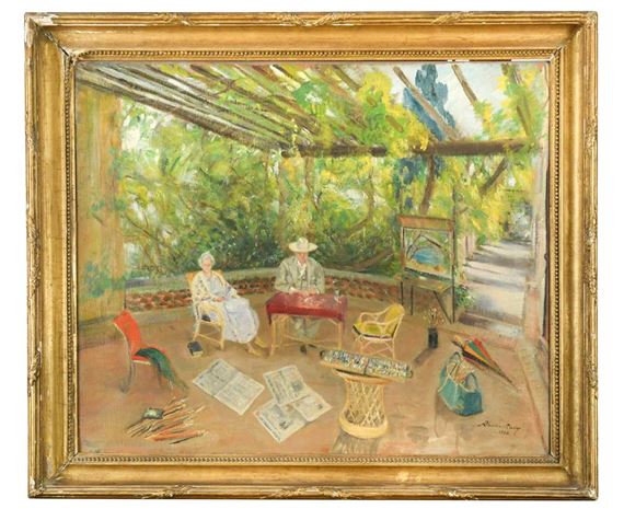 Sir Winston and Lady Churchill in the Loggia, Villa Capponcina