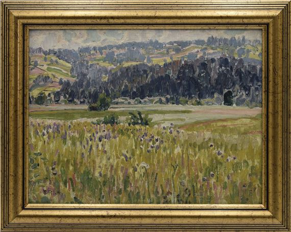 Pejzaż z łąką kwietną by Gustaw Pilatti