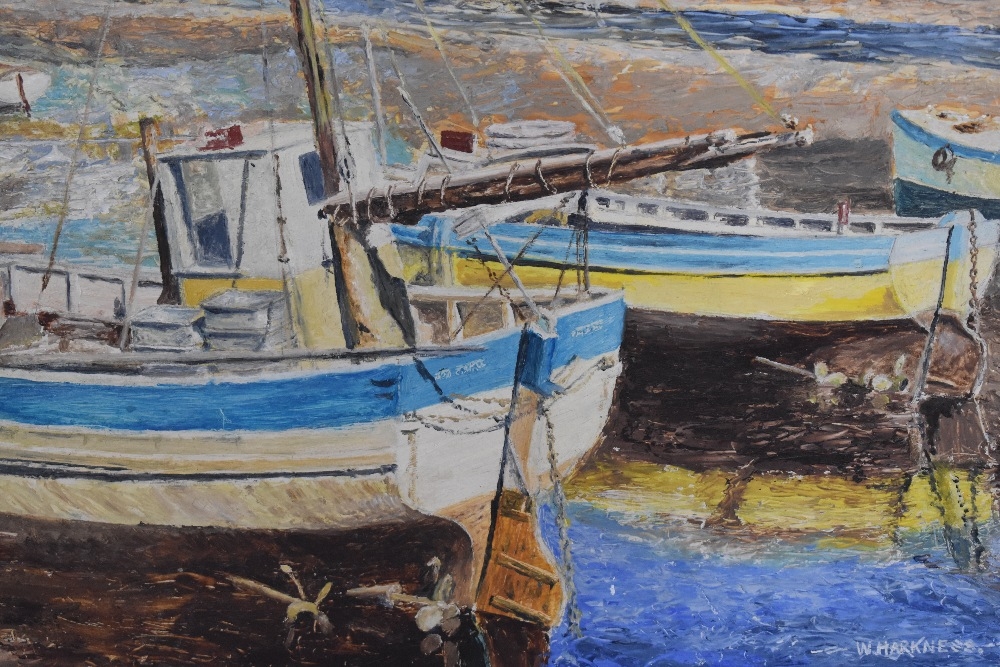 Artwork by W.H. Harkness, depicting fishing, Made of oil on board