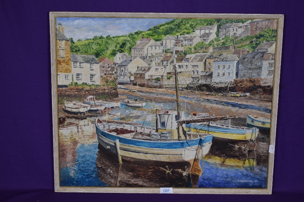 Artwork by W.H. Harkness, depicting fishing, Made of oil on board