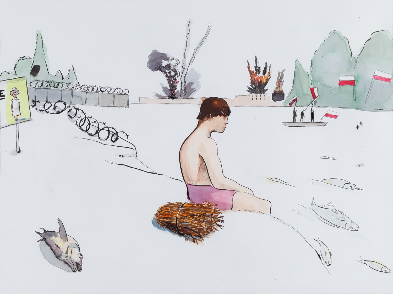 Artwork by Bartek Kielbowicz, Niedzielne popoludnie w Polsce, Made of watercolour, ink/paper