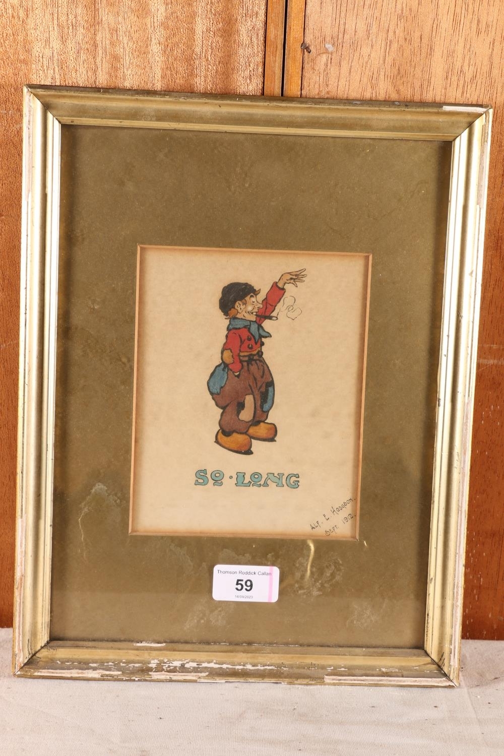 Artwork by Alf E. Hodgson, So Long, Made of sketch, watercolour