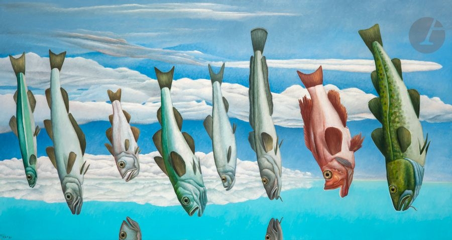Artwork by Helgi Thorgils Fridjónsson, Iceland fishes, 2000-2001, Made of Oil on canvas