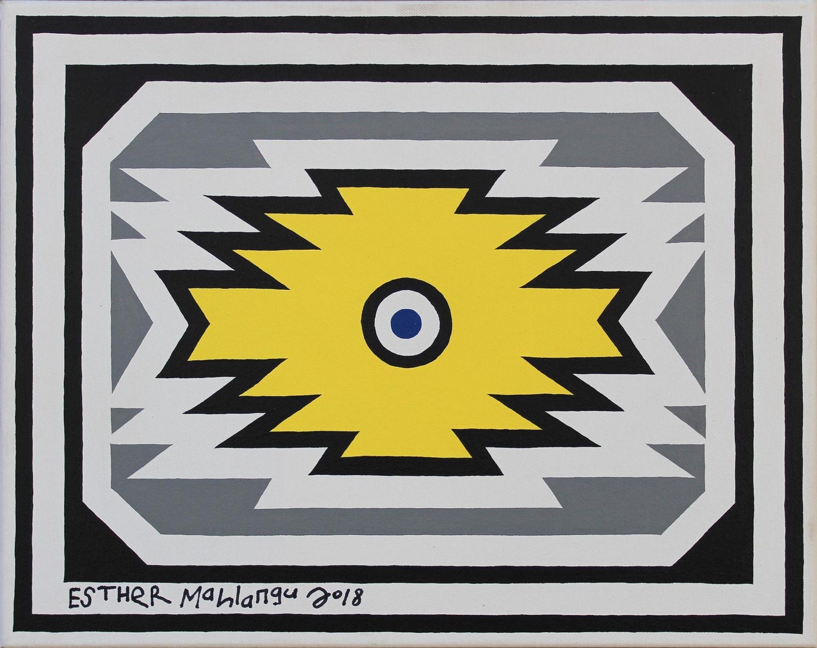 Artwork by Esther Mahlangu, NDEBELE PATTERNS, Made of Acrylic on Canvas