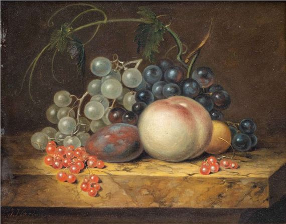 Stilleven met rode bes en druiven - Johannes Hari