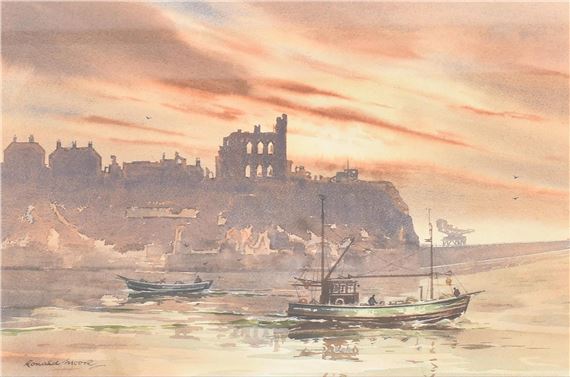 Off Tynemouth by Ronald Lambert Moore, 20th century
