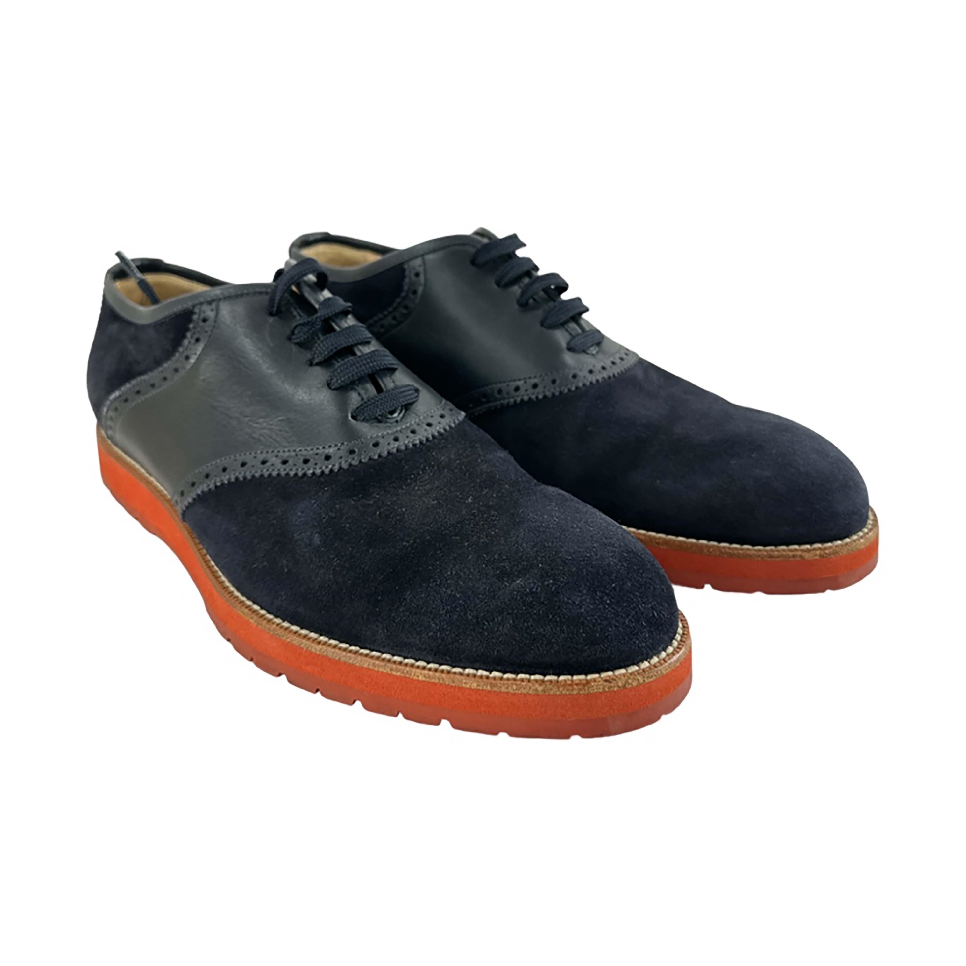 Louis Vuitton Black/Navy Blue Suede and Brogue Leather Lace-Up