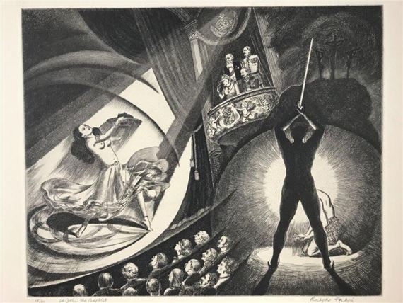 St. John the Baptist by Ralph Fabri, 20th c. Drypoint on cream paper. Signed, 20th c.