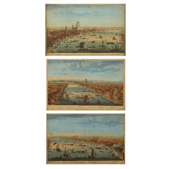 Three Antique Aerial Views of London - Thomas Bowles