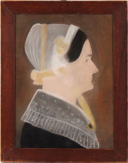 Portrait of Lady in Bonnet by Ruth Henshaw Miles Bascom, circa 1830
