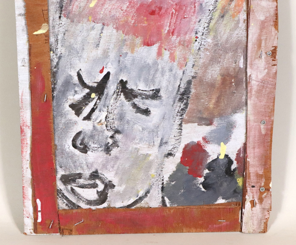 Artwork by Purvis Young, Untitled head of a man, Made of Oil on Plywood