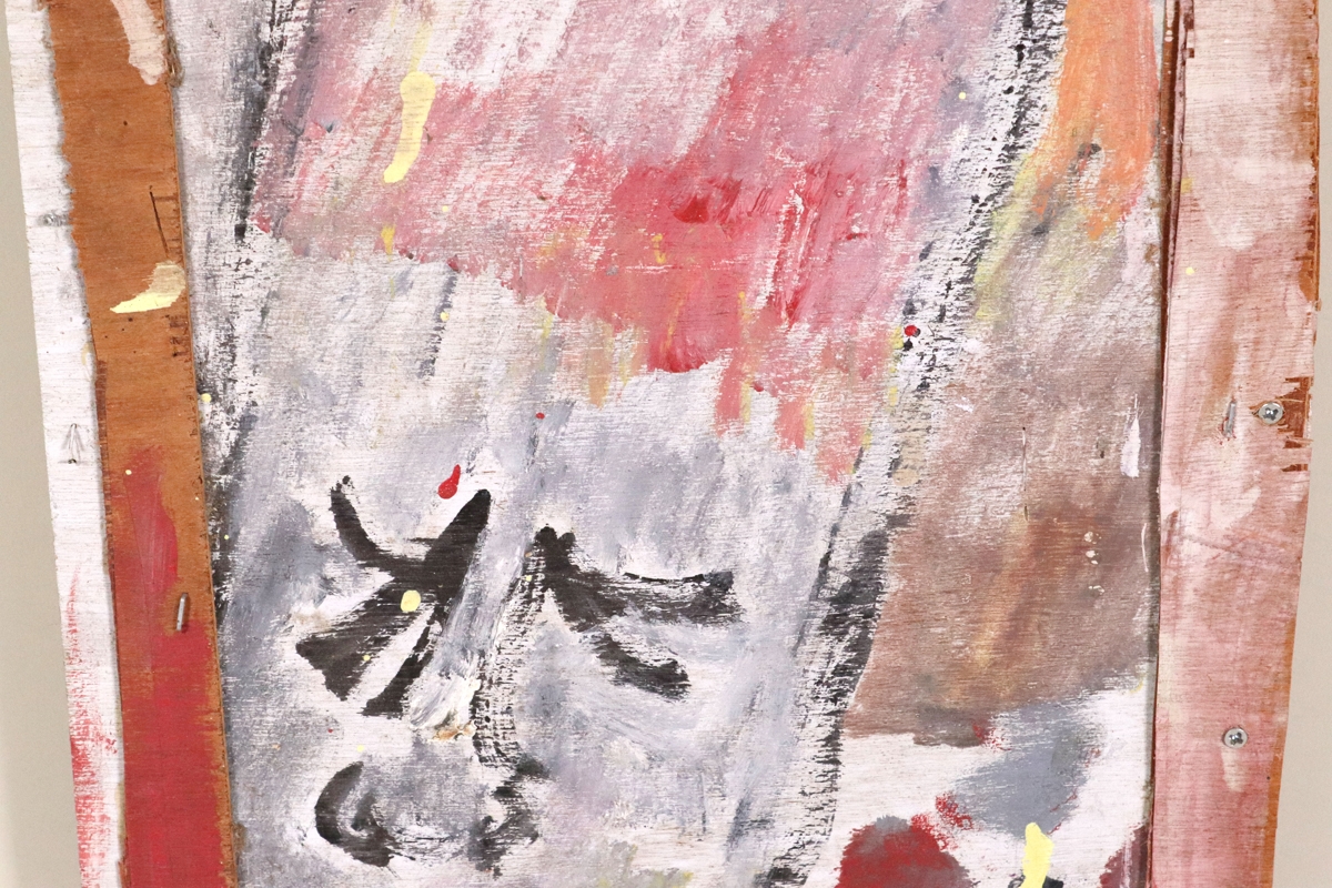 Artwork by Purvis Young, Untitled head of a man, Made of Oil on Plywood