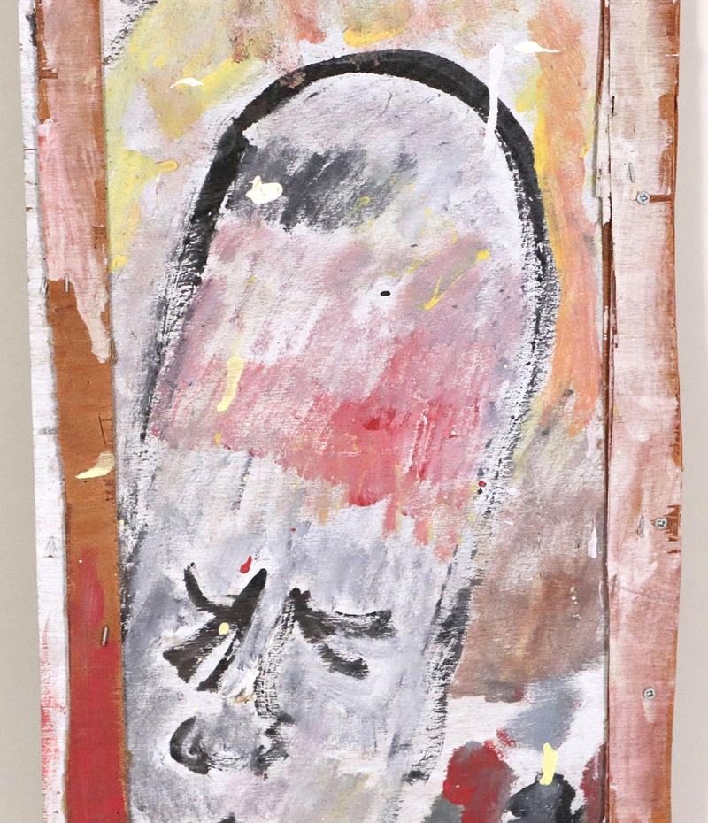 Artwork by Purvis Young, Untitled head of a man, Made of Oil on Plywood