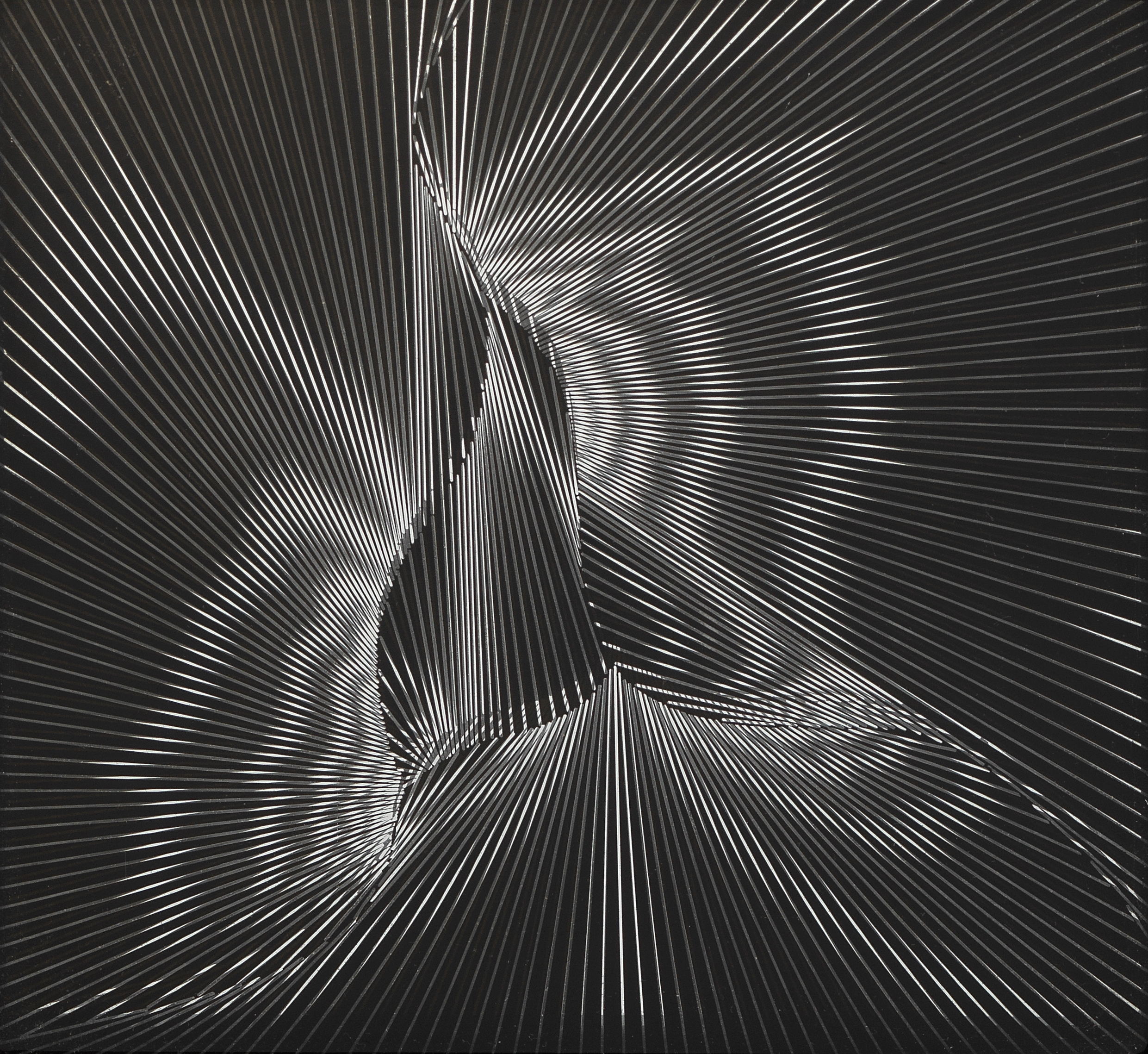 Artwork by Angel Duarte, Objet cinétique, Made of glass, painted wood and aluminum