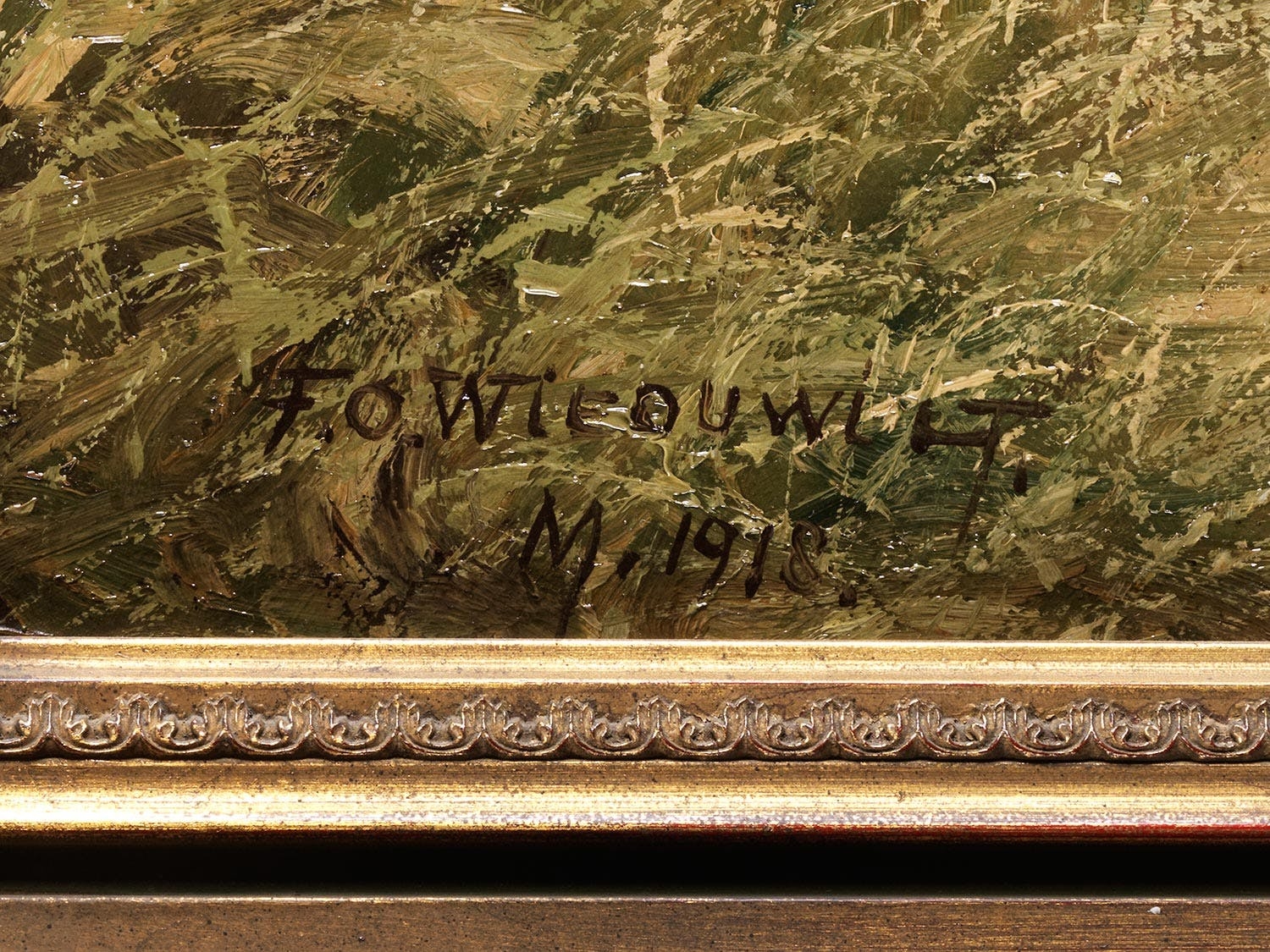 Artwork by Franz Otto Wieduwilt, REHE AUF EINER LICHTUNG, Made of Oil on canvas.