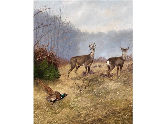 REHE AUF EINER LICHTUNG by Franz Otto Wieduwilt, 1918