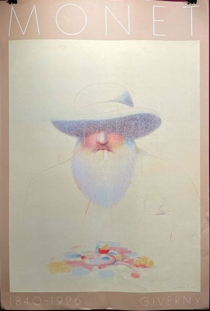 Première édition de l'affiche d'exposition par Milton Glaser commémorant Claude Monet à Giverny by Milton Glaser, 1984
