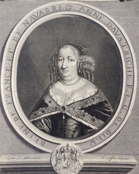 Reine de France et de Navarre - Anne d'Autriche by Charles-André van Loo, Lambert Visscher, circa 1750