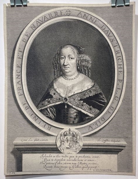 Artwork by Charles-André van Loo, Lambert Visscher, Reine de France et de Navarre - Anne d'Autriche, Made of Etching On laid paper