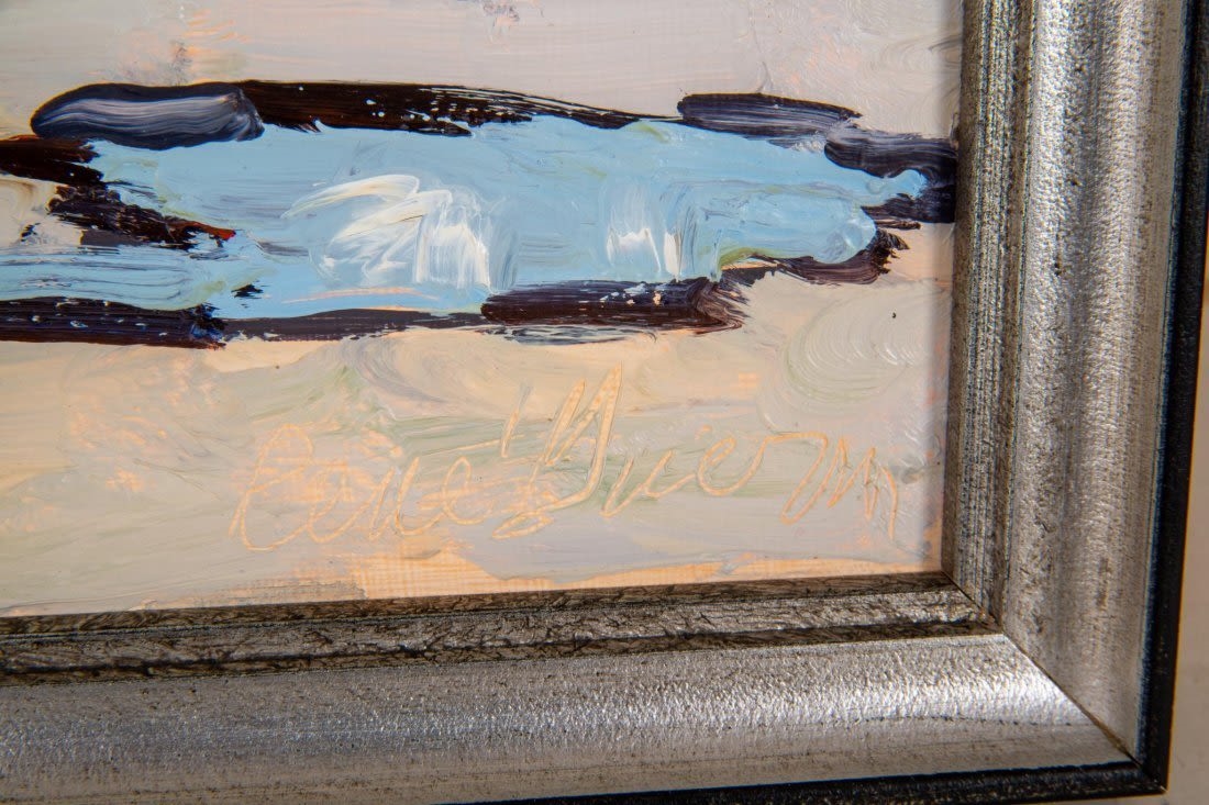 Artwork by Rene Guerin, The Golden Bowl; waterfront scene, Made of oil on arches paper; oil on board