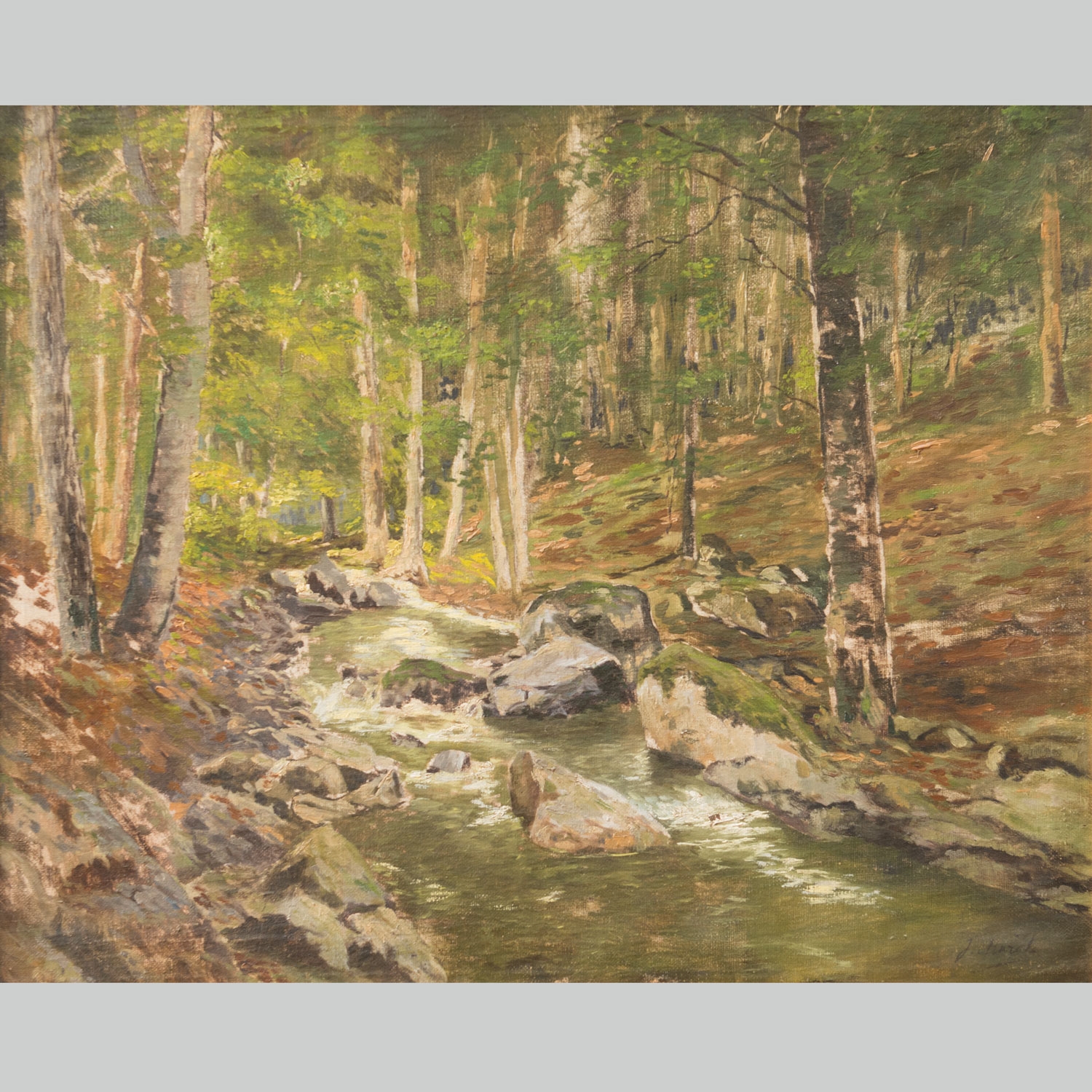 Artwork by Julius Eduard Marak, River in the forest, Made of oil on canvas