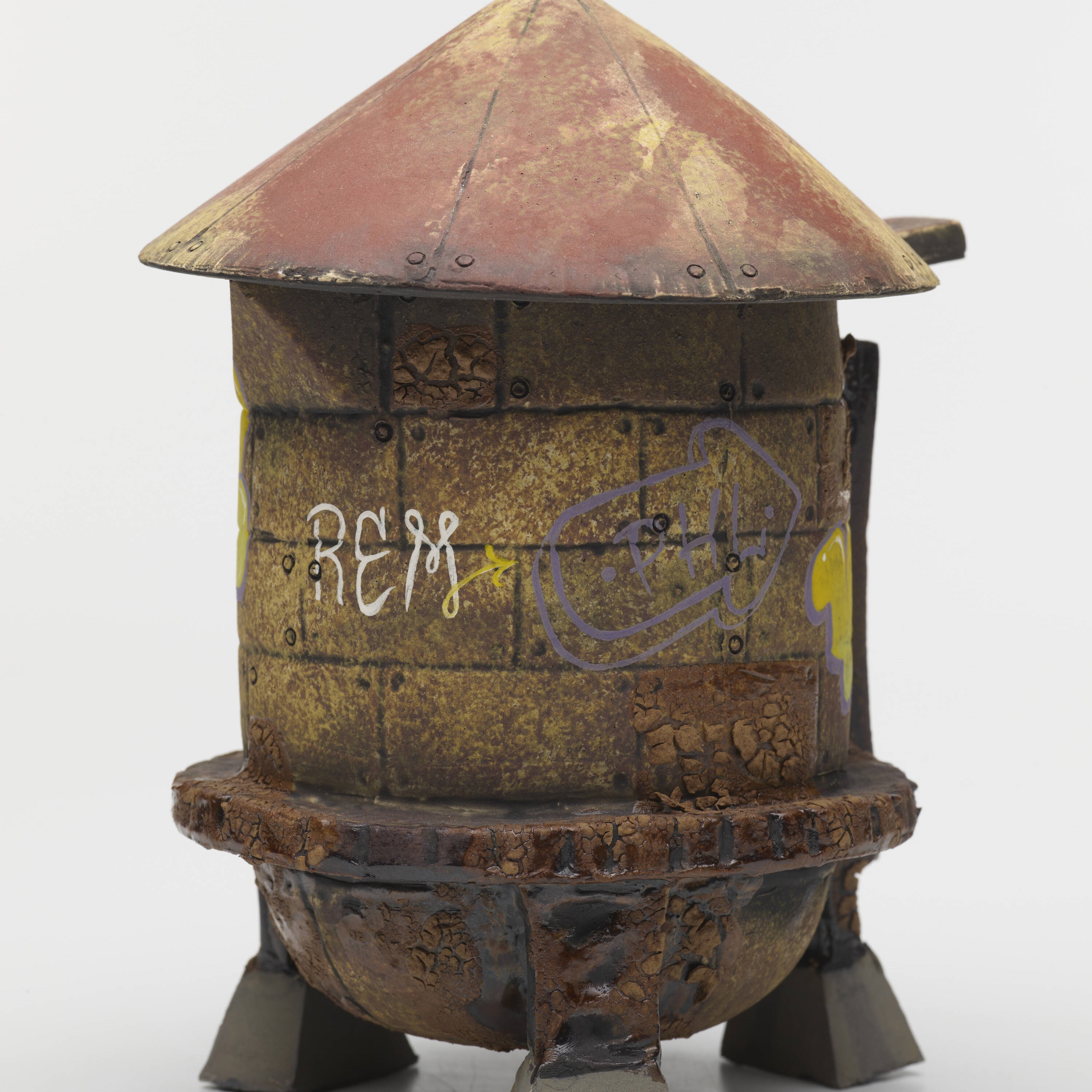 Artwork by Roberto Lugo, Water Tower Coffee Pour Over, Made of glazed ceramic