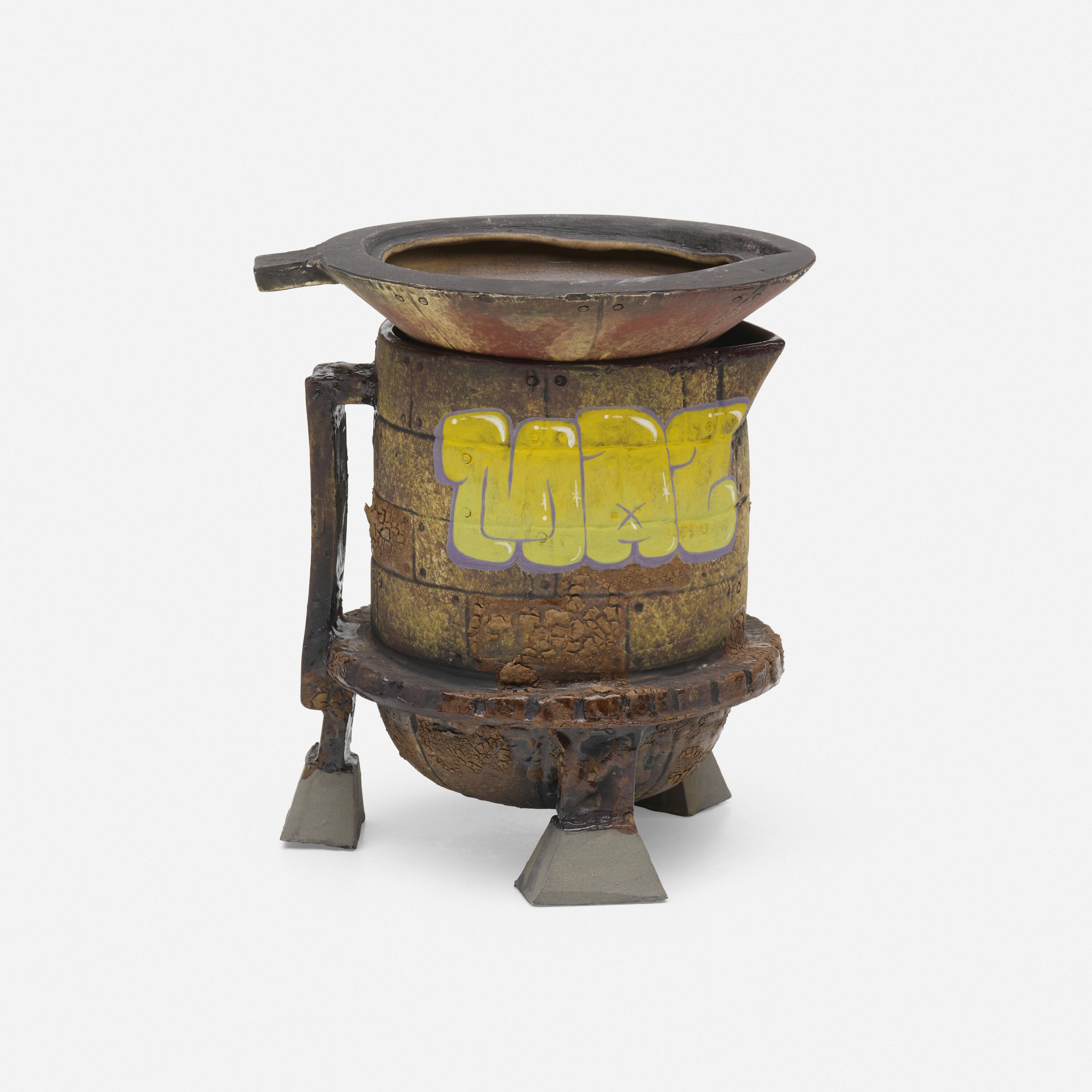 Artwork by Roberto Lugo, Water Tower Coffee Pour Over, Made of glazed ceramic