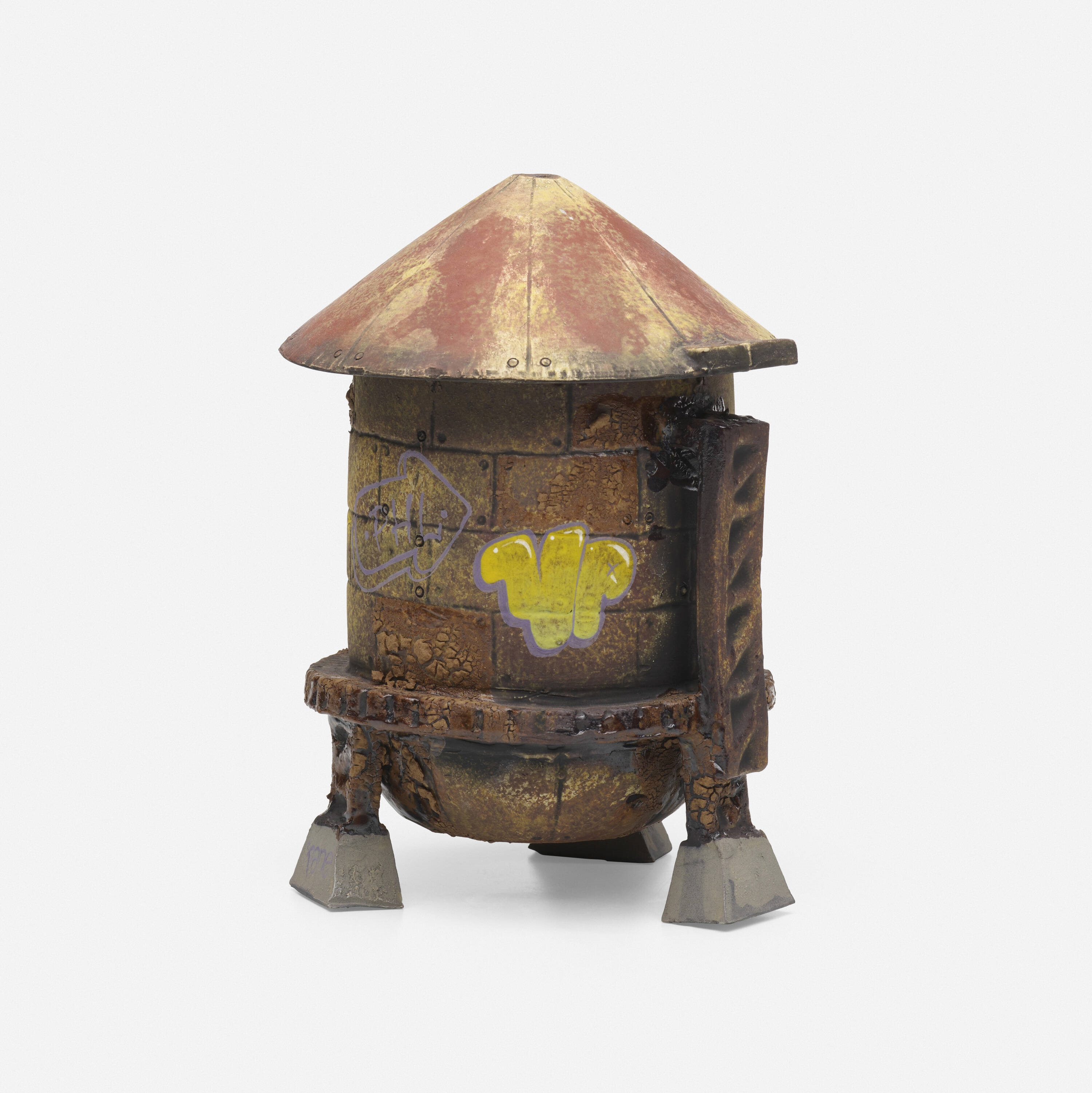 Artwork by Roberto Lugo, Water Tower Coffee Pour Over, Made of glazed ceramic