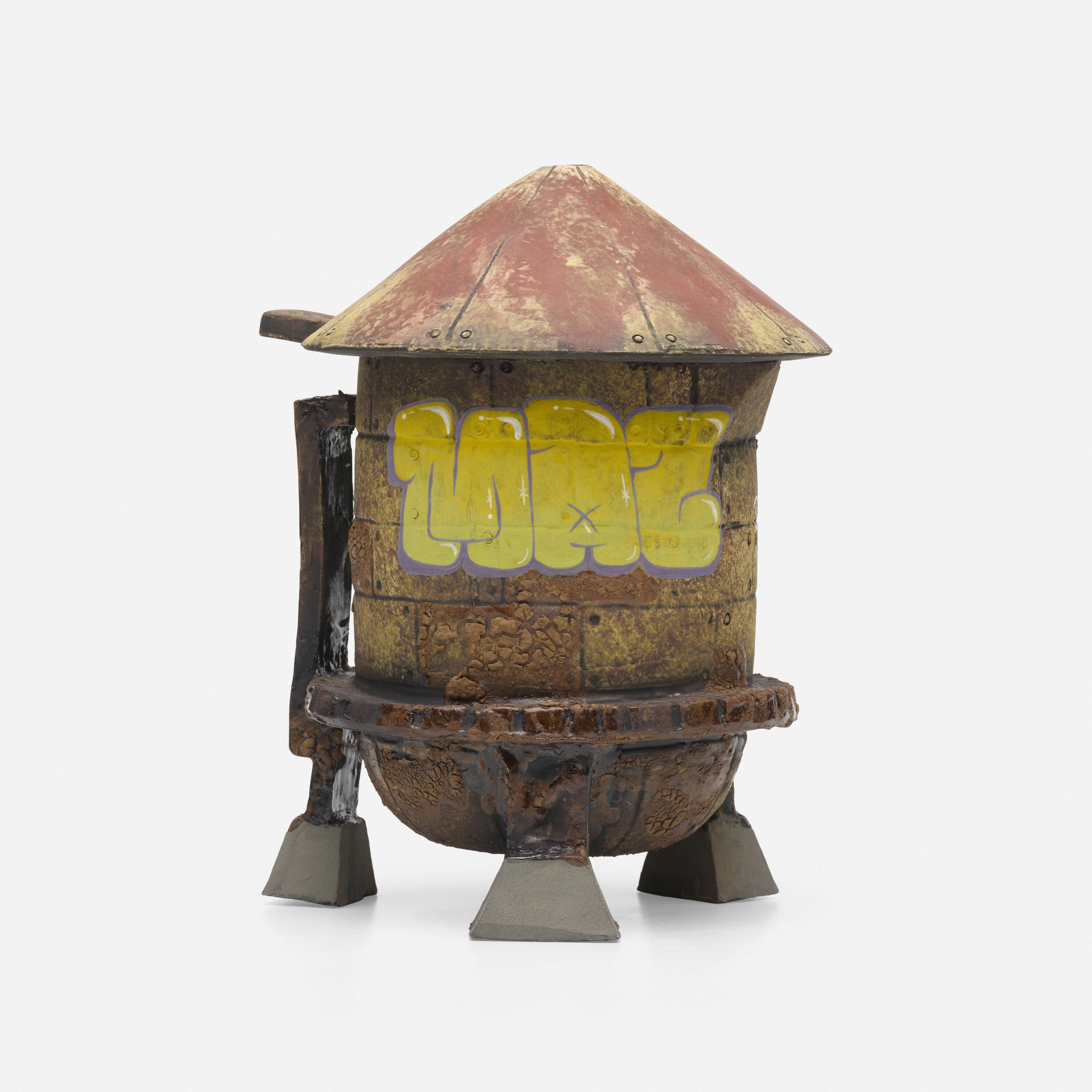 Artwork by Roberto Lugo, Water Tower Coffee Pour Over, Made of glazed ceramic