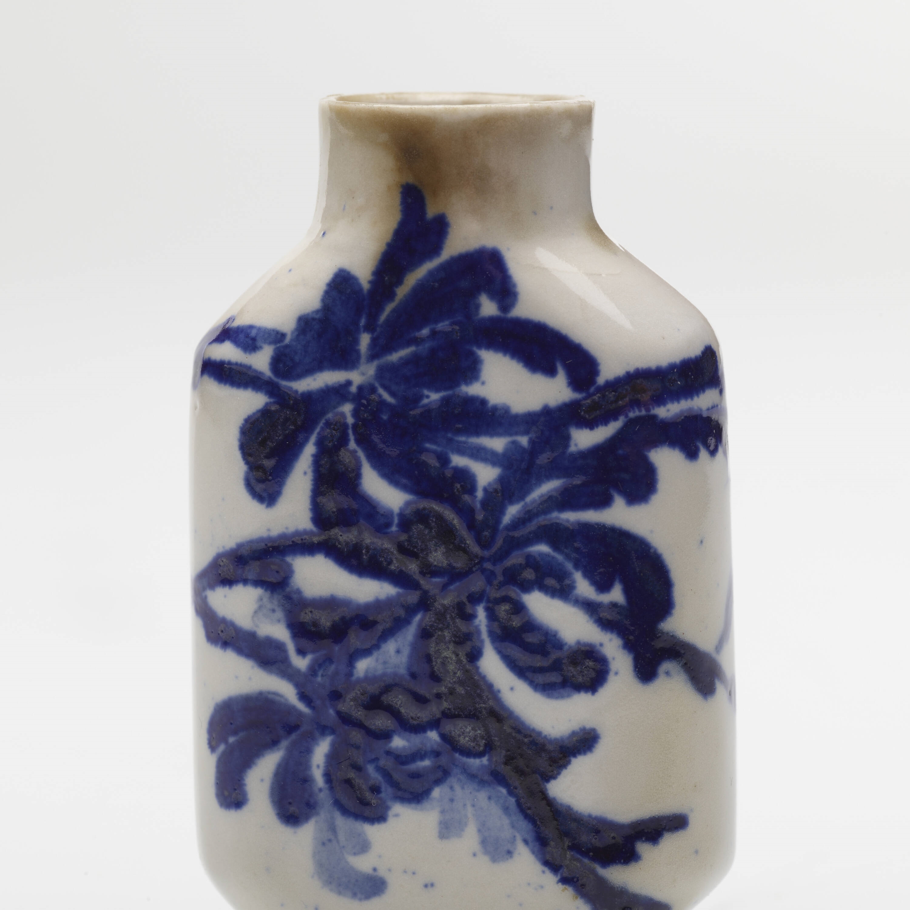 Artwork by Mary Louise Mclaughlin, Cabinet vase with chrysanthemums, Made of glazed porcelain