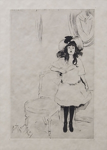 Artwork by Louis Legrand, Une gosseline' / 'Der Backfisch' / 'The youngster, Made of Drypoint etching on laid paper
