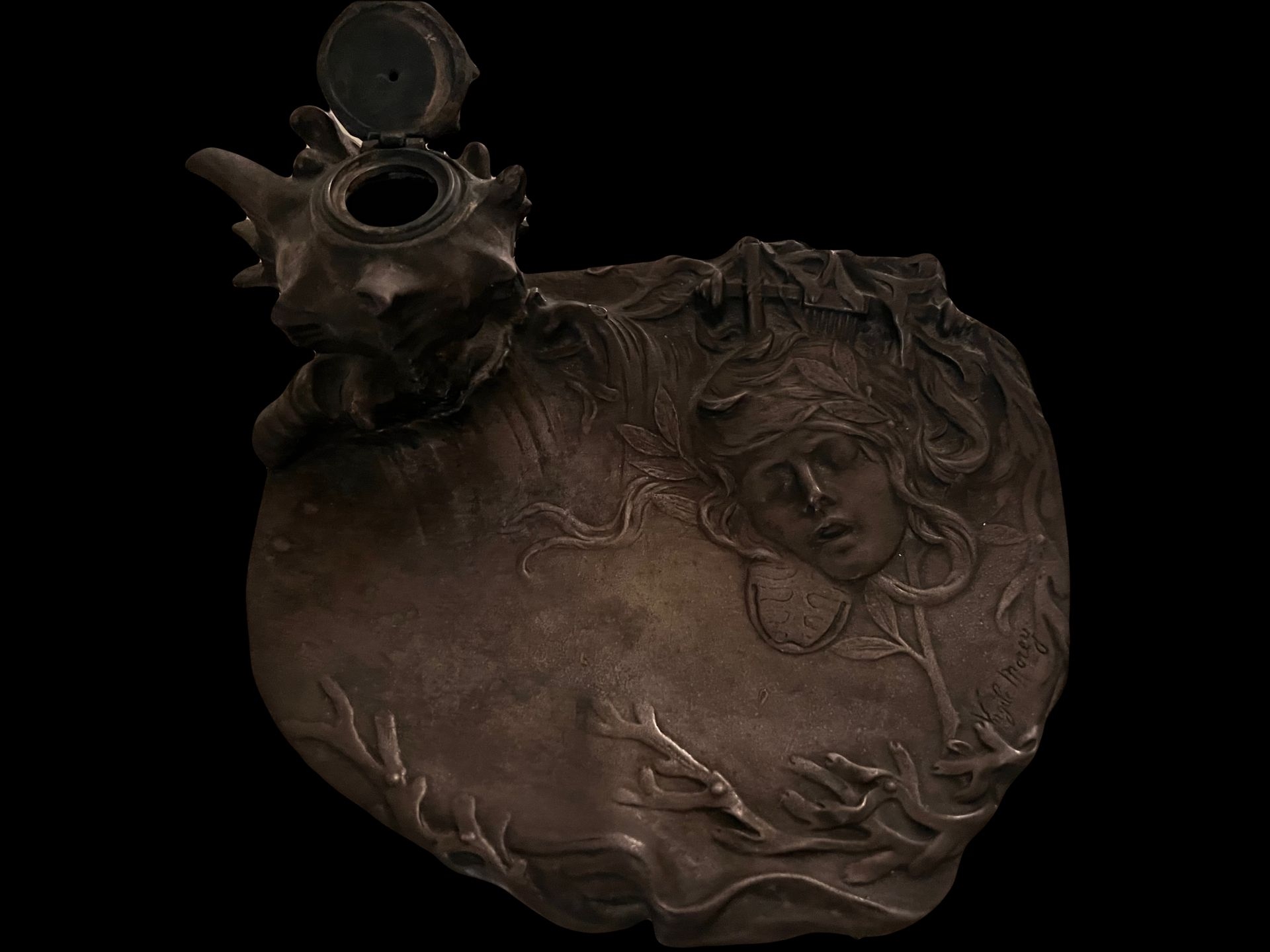 Virgile Morey | Astonishing and rare empty pocket / Inkwell revealing a ...
