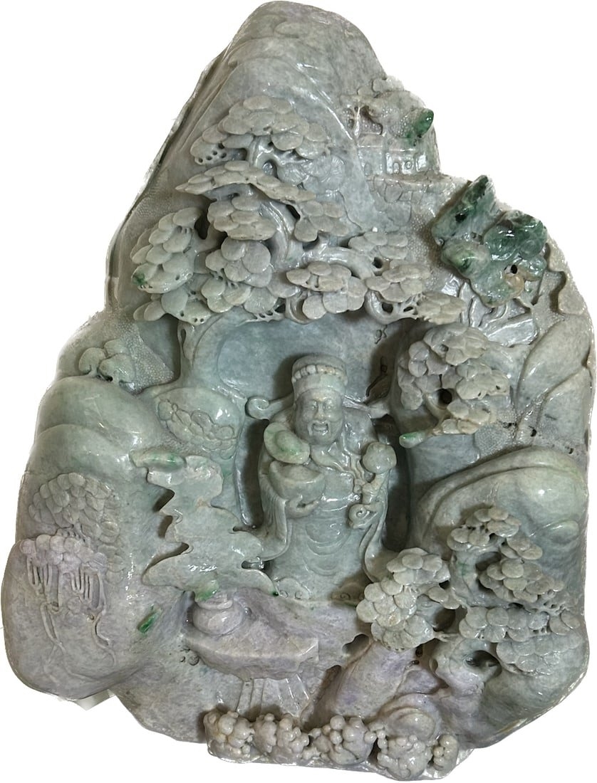 Chinese School Chinese Jade Carving Of A Mountain Scene With MutualArt