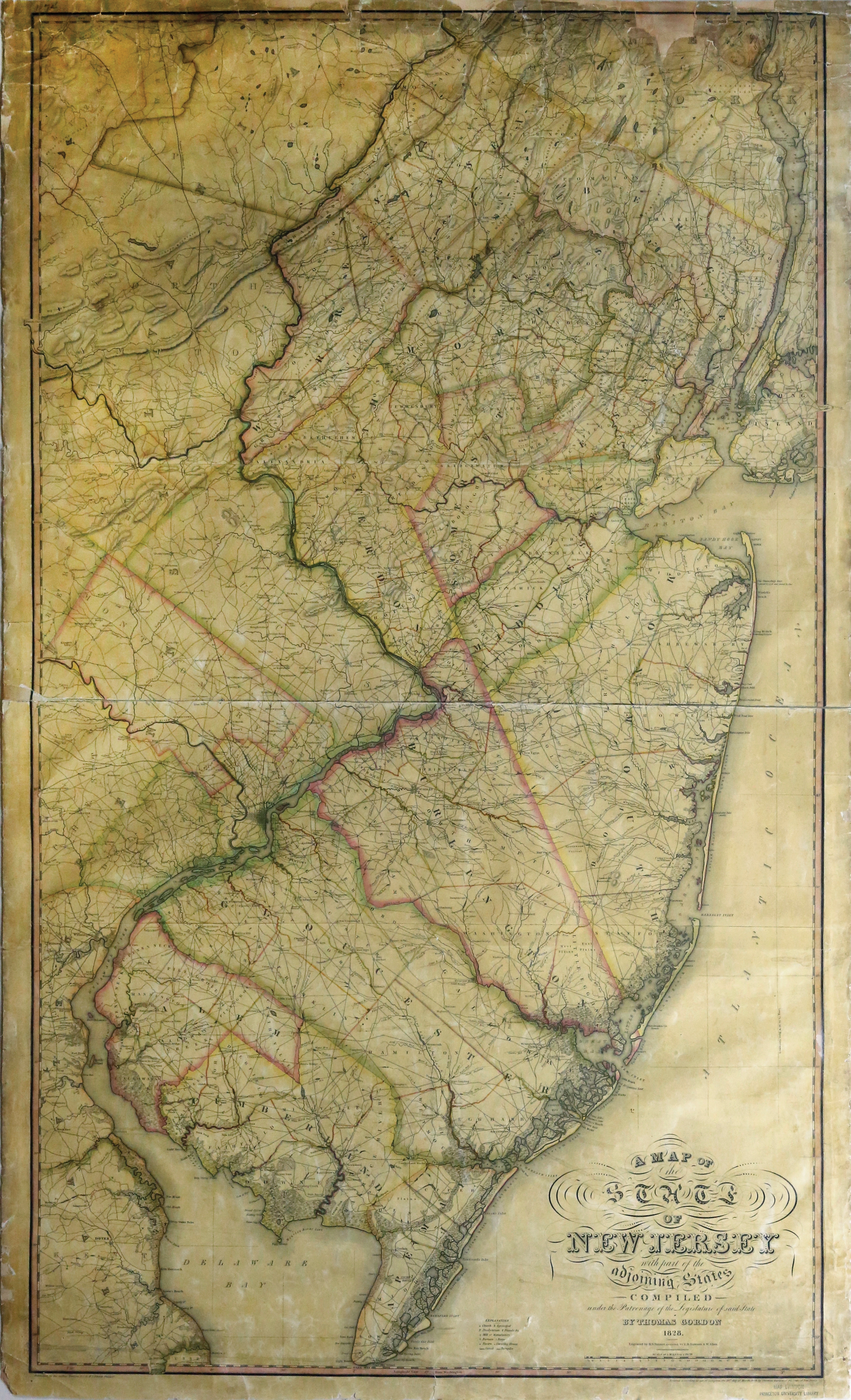 Thomas Gordon | Gordon Map of the State of New Jersey, 1828 (1828 ...