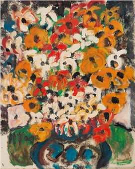 Bouquet de fleurs sur un entablement - Martine Vega