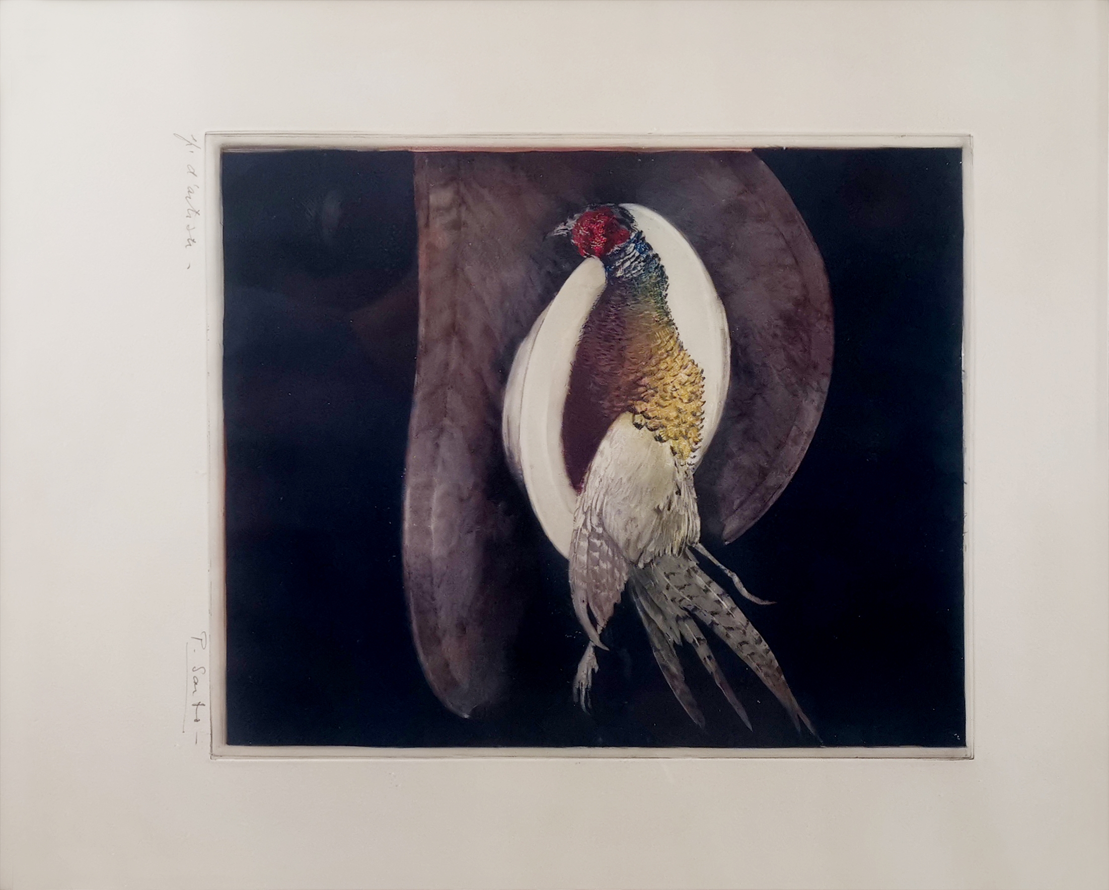 Artwork by Pietro Sarto, Nature morte au faisan, Made of Etching (Eau-forte & Burin) on Lana pur fil paper