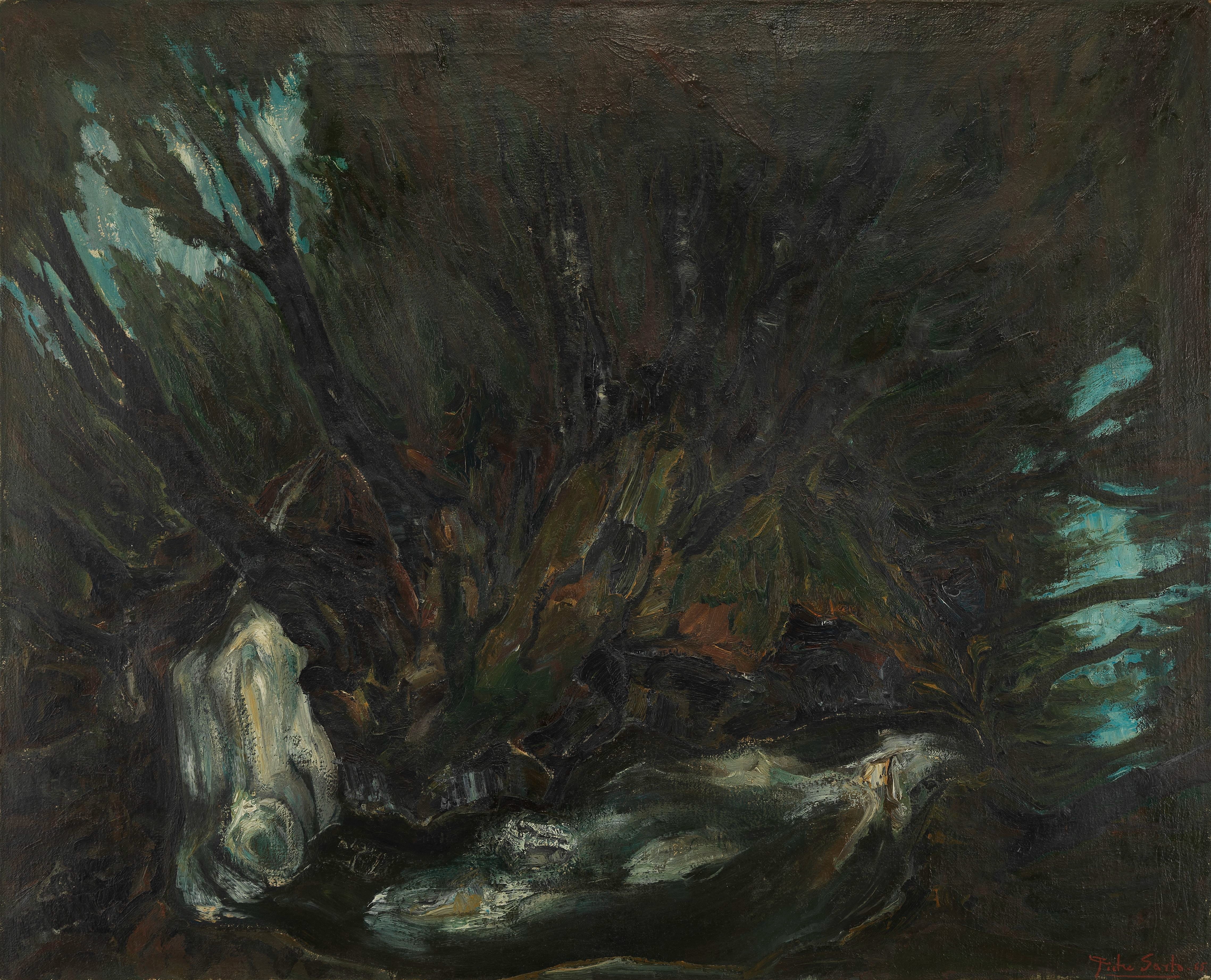 Artwork by Pietro Sarto, Sous-bois, Made of oil on canvas