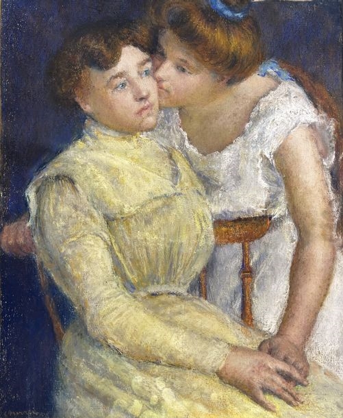 George Morren | Portrait of Anna Havet, the artist's muse, embracing ...