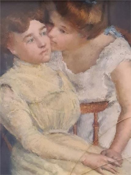 George Morren | Portrait of Anna Havet, the artist's muse, embracing ...