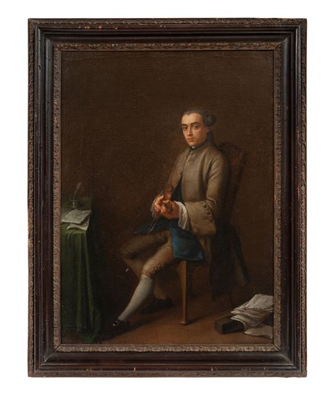 Portraits of A Harpsichordist and A Violinist by Charles Joseph Flipart