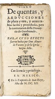 (MEXICAN IMPRINT--1615.) Alvaro de Fuentes. Libro de quentas, y reducciones de plata y oro . . . - Luis Garcia