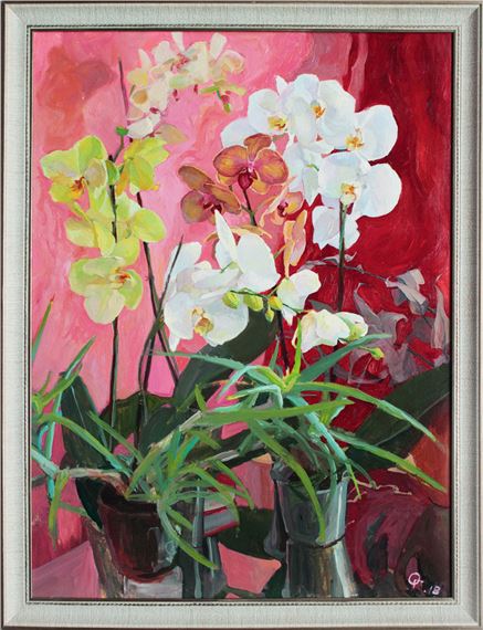 Orchids on pink by Oksana Vadimovna Ageeva (gerasimova), 2018