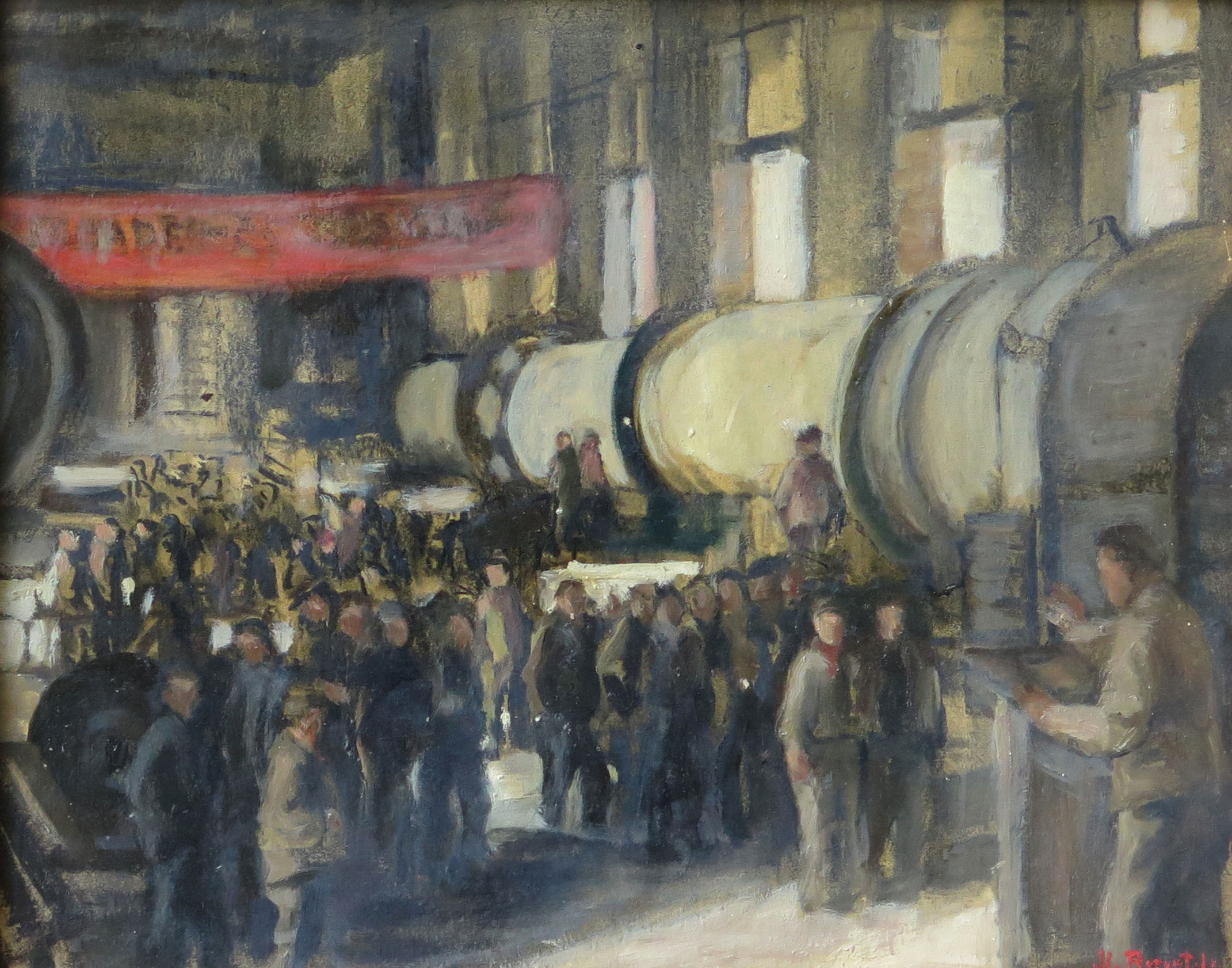 Artwork by Miķelis Rozentāls, Otrās rotācijas krāsns atklāšana 1948. gada augustā 1948, Made of mixed media on cardboard