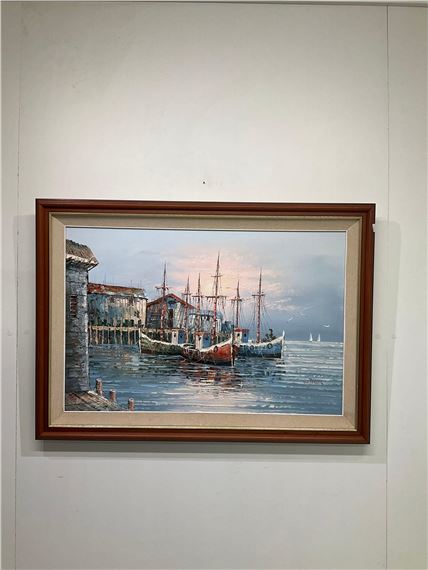 W. Jones | HARBOR PAINTING ON CANVAS SIGNED W. JONES | MutualArt