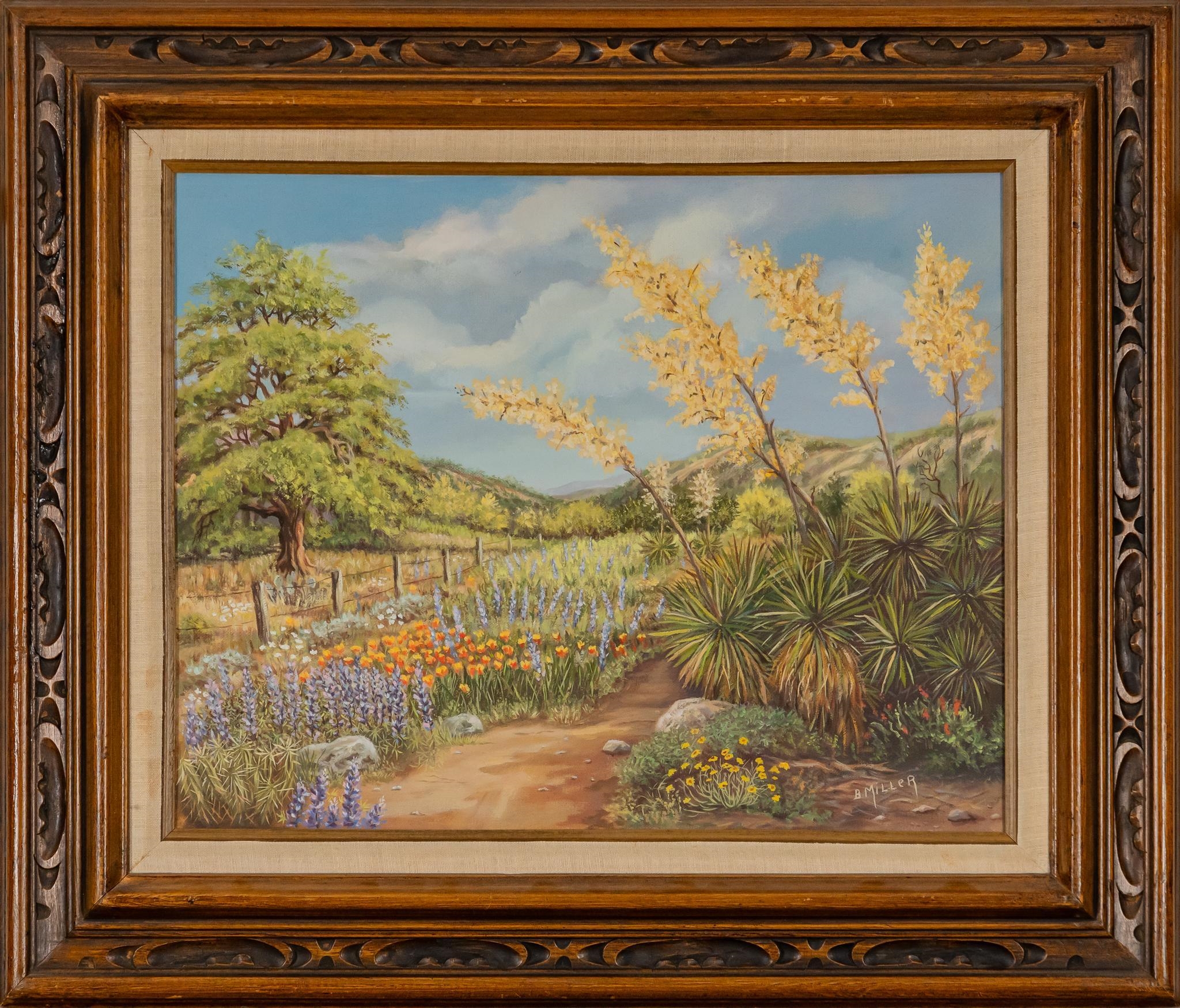 Artwork by B. Miller, Hill Country Bluebonnets, Made of oil on canvas