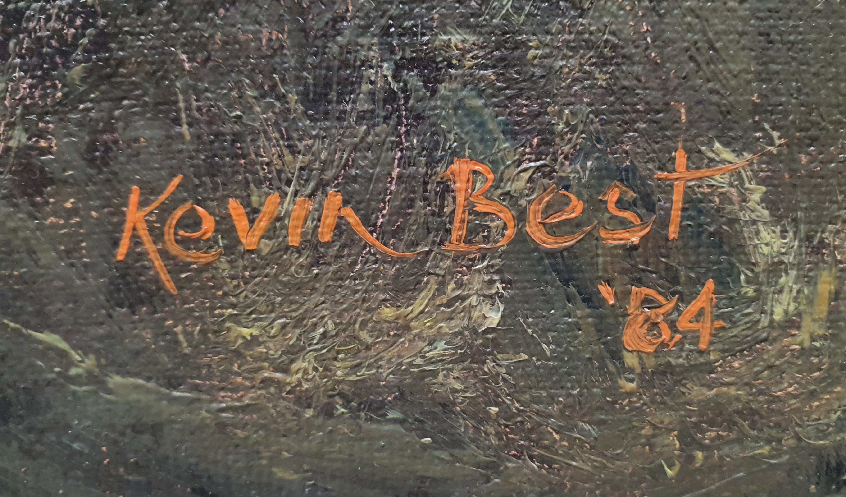 Artwork by Kevin John Best, Grazing in the Morning Sun, 1984, Made of oil on board