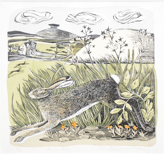 Hare Run and another print by Angela Harding
