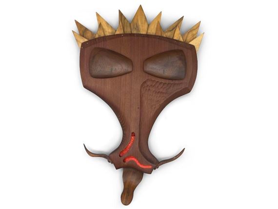 F. Del Guercio Carved Teak Mask - Ferdinando Del Guercio