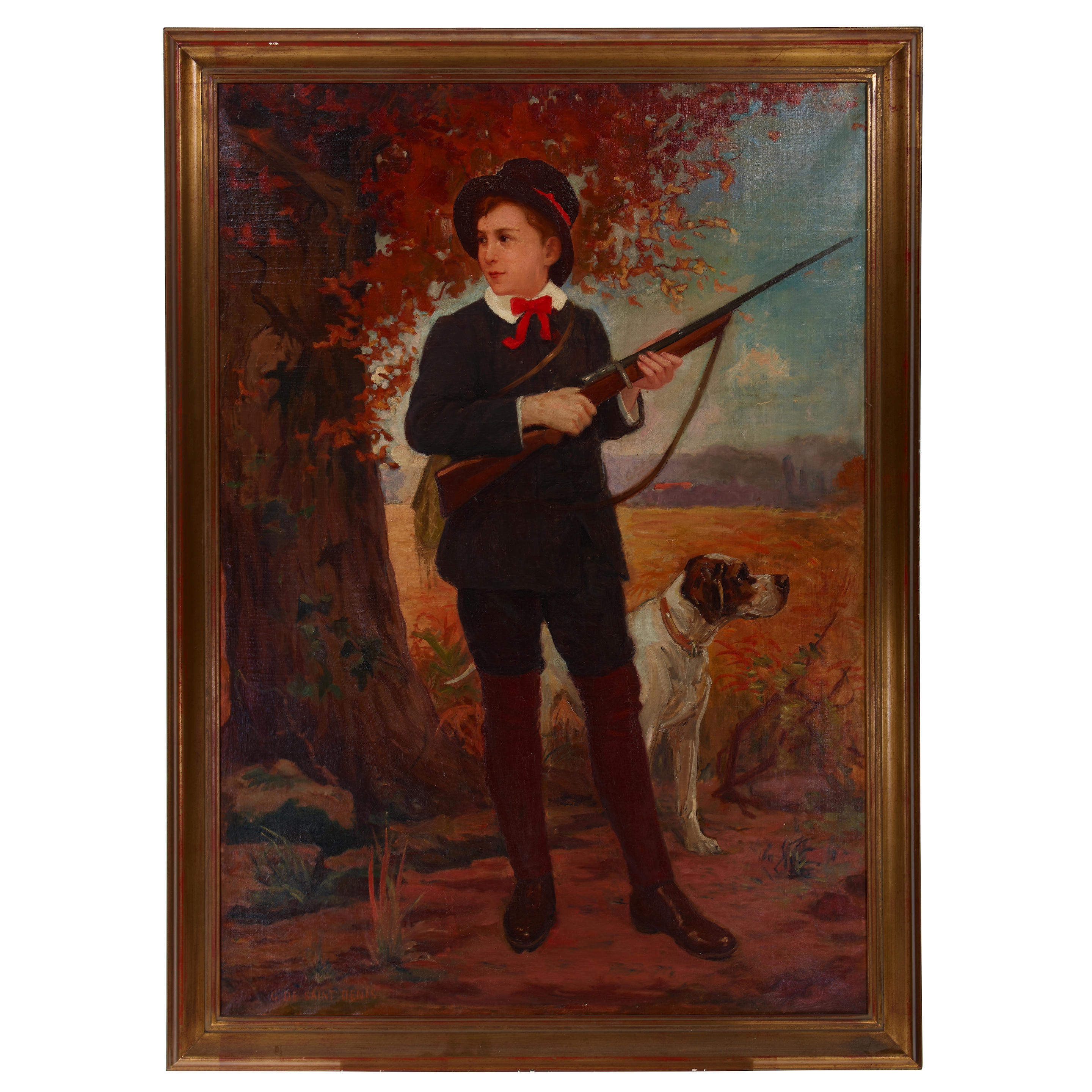 Artwork by Germaine de Saint-denis, A young huntsman with his hound, Made of oil on canvas